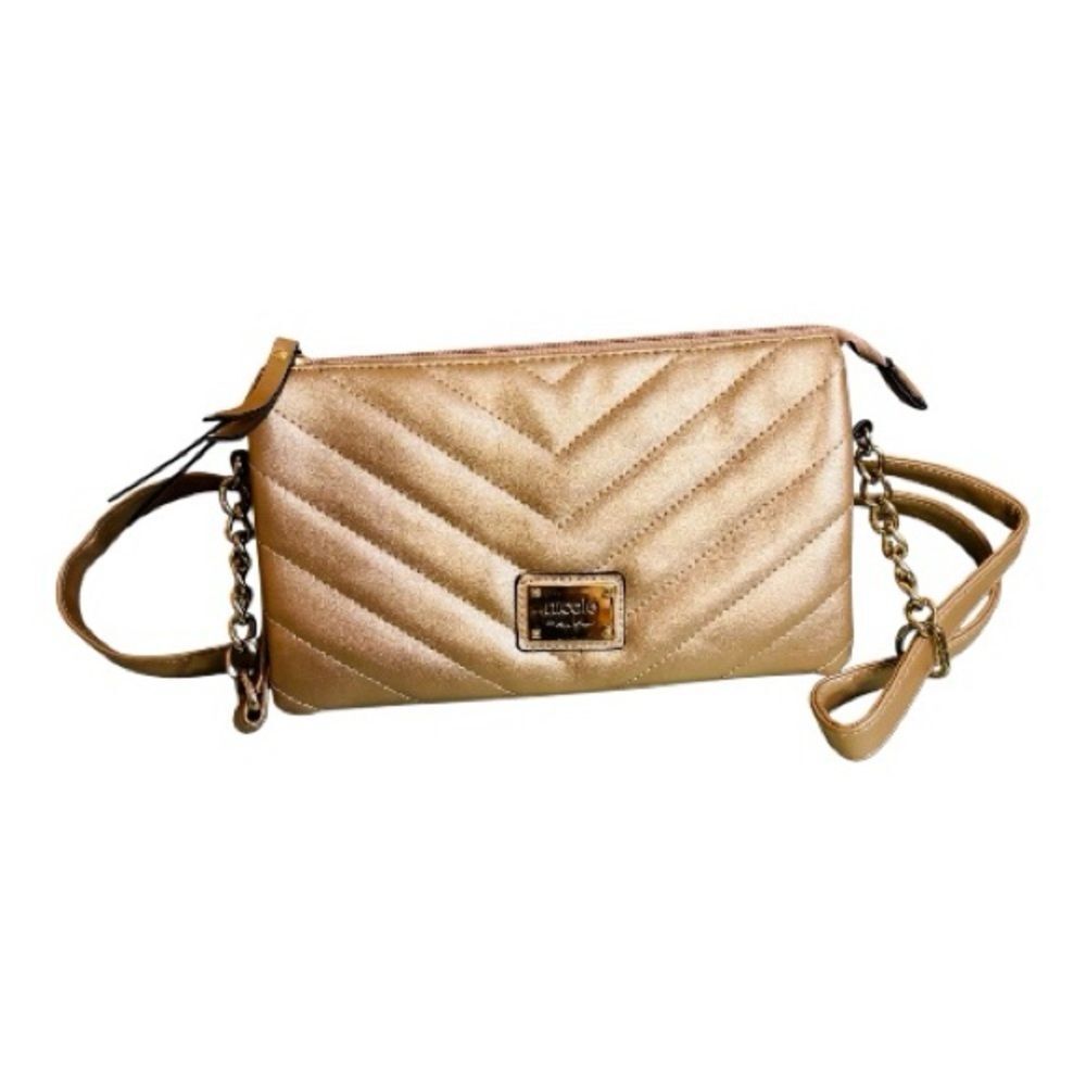 Nicole Miller Brassy gold chain crossbody bag purse